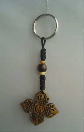 Tibetan Double Dorjee Bone Keychains