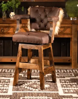 Tibetan Wool & Tufted Leather Bar Stool