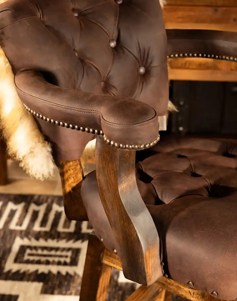 Tibetan Wool & Tufted Leather Bar Stool