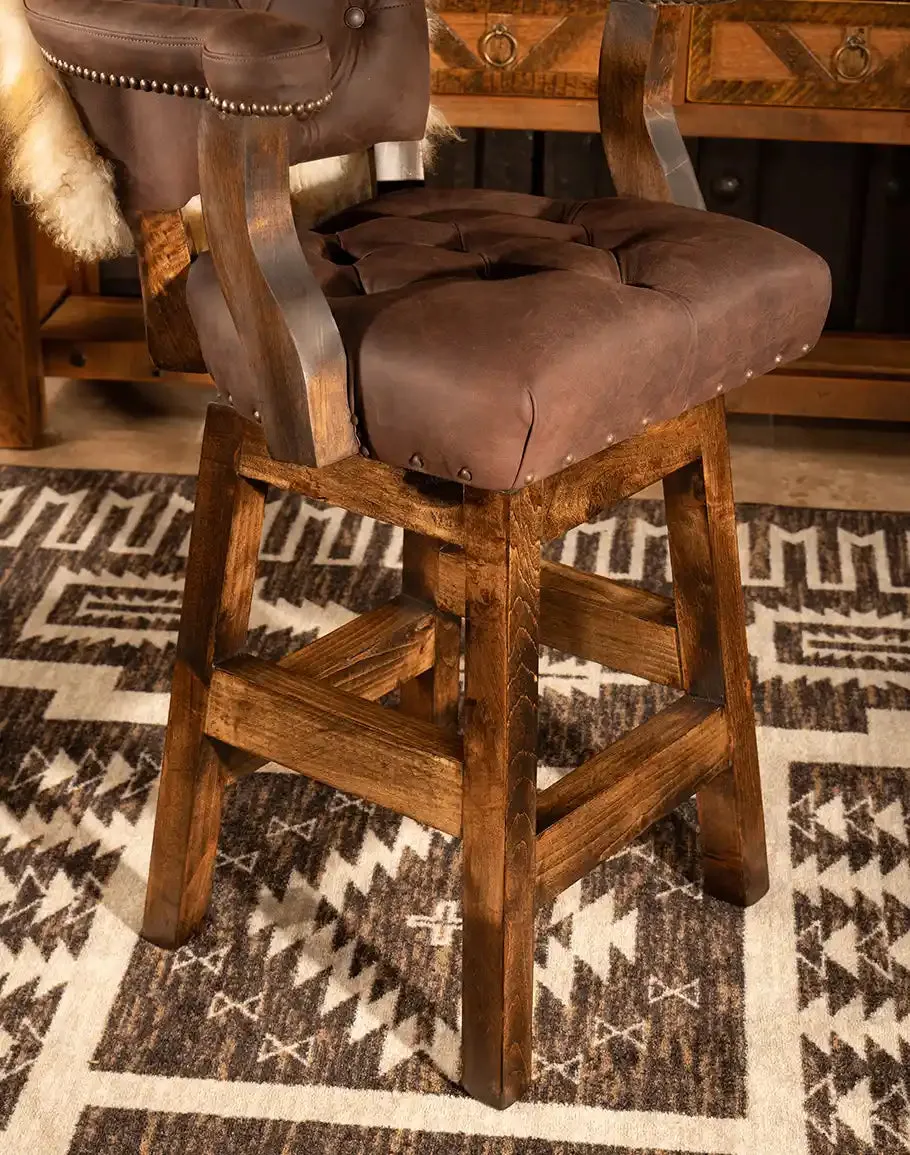 Tibetan Wool & Tufted Leather Bar Stool