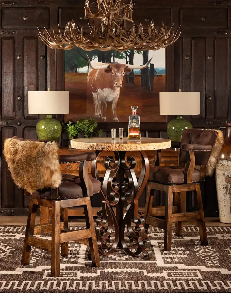 Tibetan Wool & Tufted Leather Bar Stool