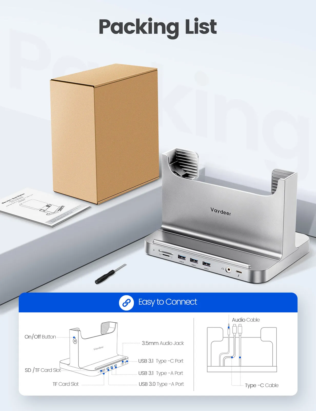 VAYDEER Mac Mini Stand - Silver