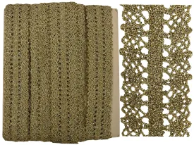 Vintage 1970s Gold Metallic Lace Trim 16  Yards