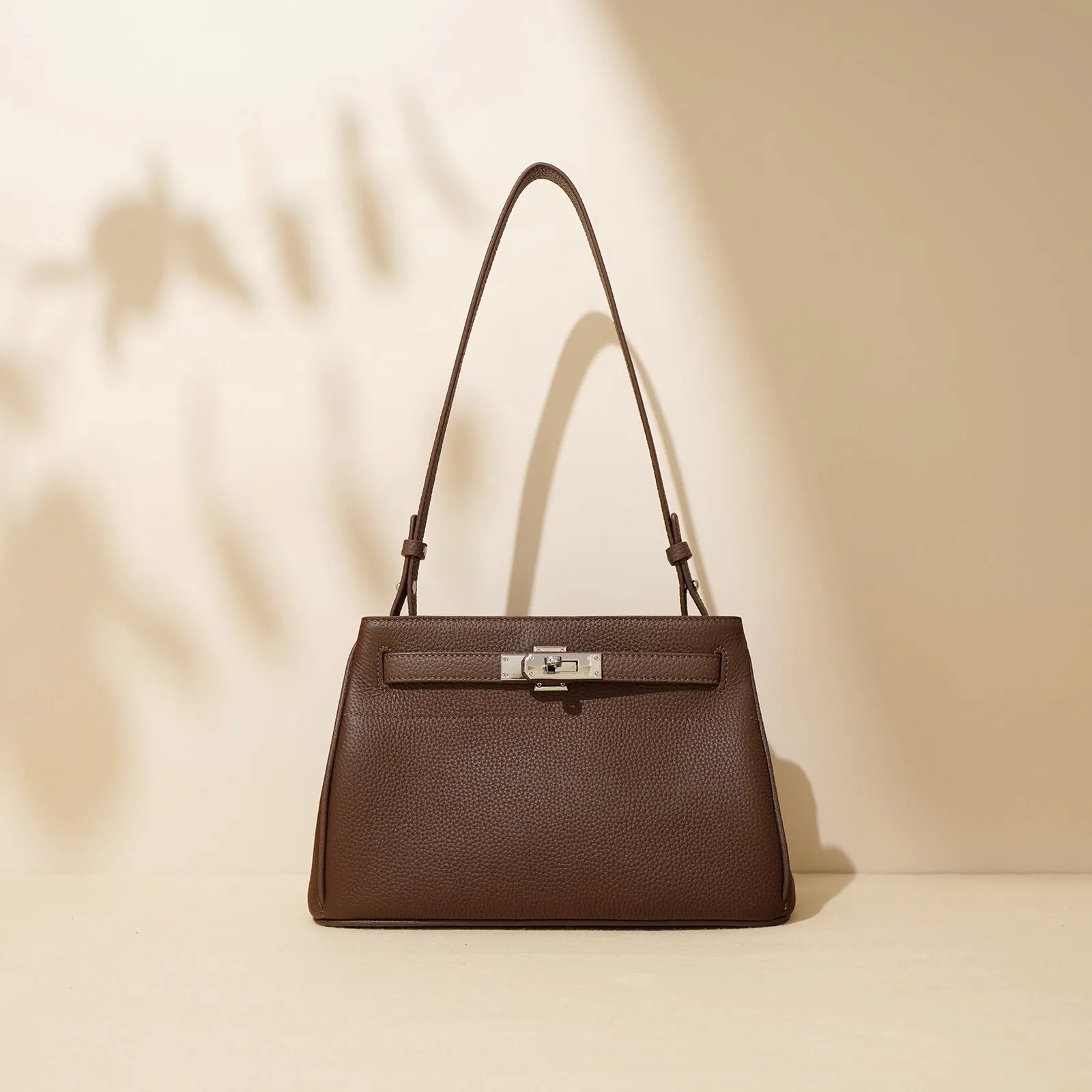 Vintage Lock Genuine Leather Underarm Bag