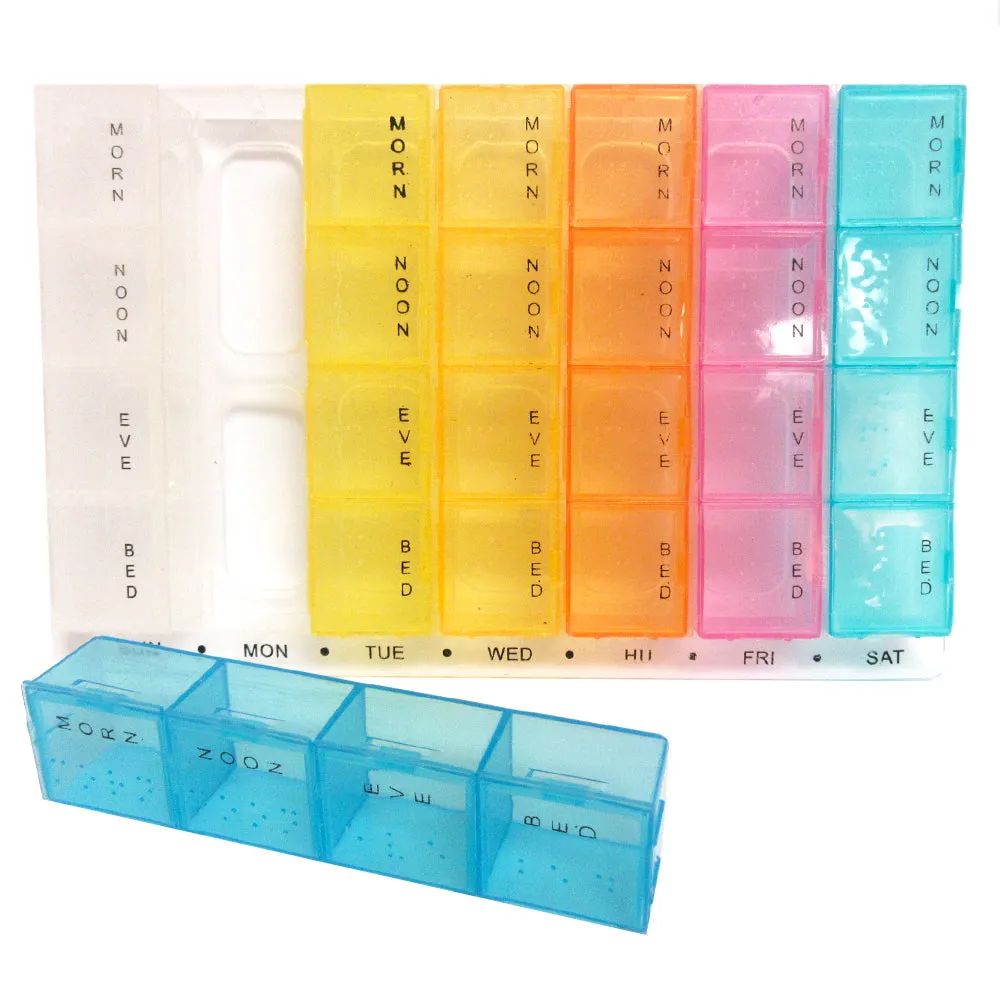 Weekly Pop Up Pill Box Storage Organizer 7 Day Medication Compartments Container