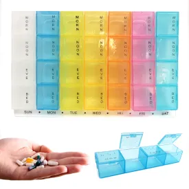 Weekly Pop Up Pill Box Storage Organizer 7 Day Medication Compartments Container