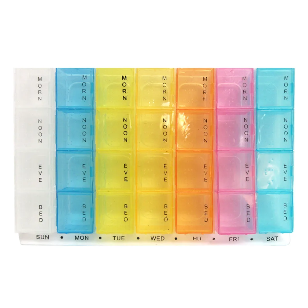 Weekly Pop Up Pill Box Storage Organizer 7 Day Medication Compartments Container