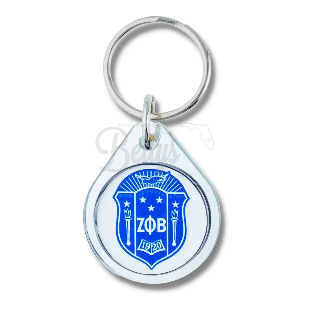 Zeta Phi Beta ΖΦΒ Circular Acrylic Keychain with Shield or Greek Letters